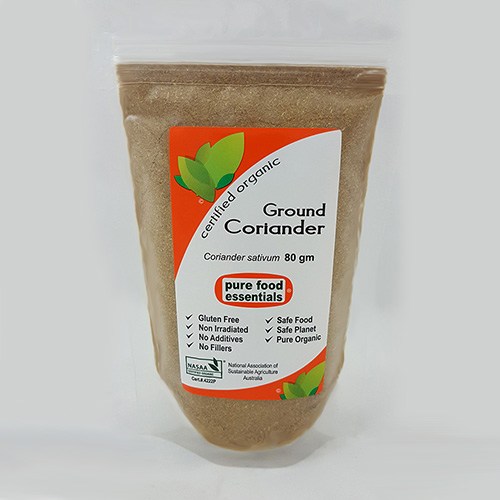 Coriander Ground Powder Pure Food Certified Organic (80g, zip)